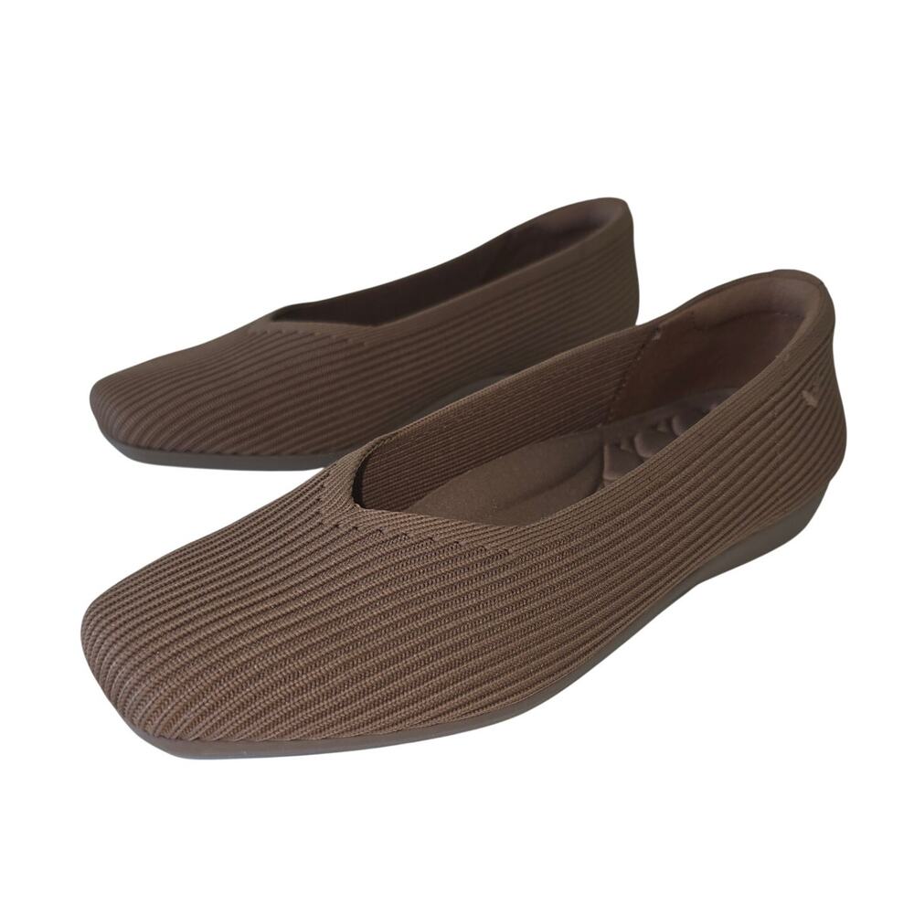 VIVAIA Knit Ballet Flats Brown Womens Size 6 Comfortable Square Toe Slip On
